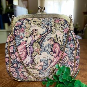 Julius Resnick USA Vintage Victorian French Tapestry Small Handbag Clutch Purse